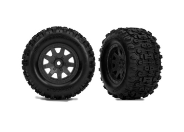 Traxxas Däck & Fälg Sledgehammer/ Mini Maxx Svart Fram (2) i gruppen RADIOSTYRD BIL / Tillbehör / Däck & fälg hos Rynosx4 Hobbyshop AB (4210771-STBLK)