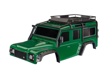 Traxxas Kaross Land Rover Defender Clipless Komplett Grön i gruppen RADIOSTYRD BIL / Tillbehör / Karosser & tillbehör hos Rynosx4 Hobbyshop AB (428050-GRN)