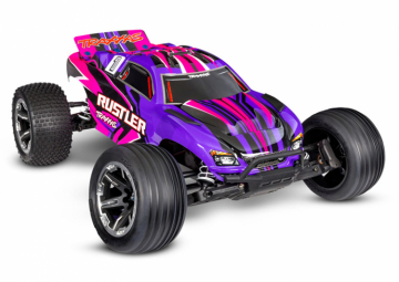 Traxxas Rustler 2WD 1/10 RTR EHD Pink USB-C Med Batteri/Laddare i gruppen RADIOSTYRD BIL / RC-BILAR / Radiostyrda bilar (el) hos Rynosx4 Hobbyshop AB (TRX37254-8-PINK)