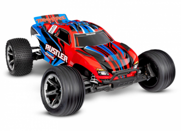 Traxxas Rustler 2WD 1/10 RTR EHD Rd USB-C Med Batteri/Laddare i gruppen RADIOSTYRD BIL / RC-BILAR / Radiostyrda bilar (el) hos Rynosx4 Hobbyshop AB (TRX37254-8-RED)